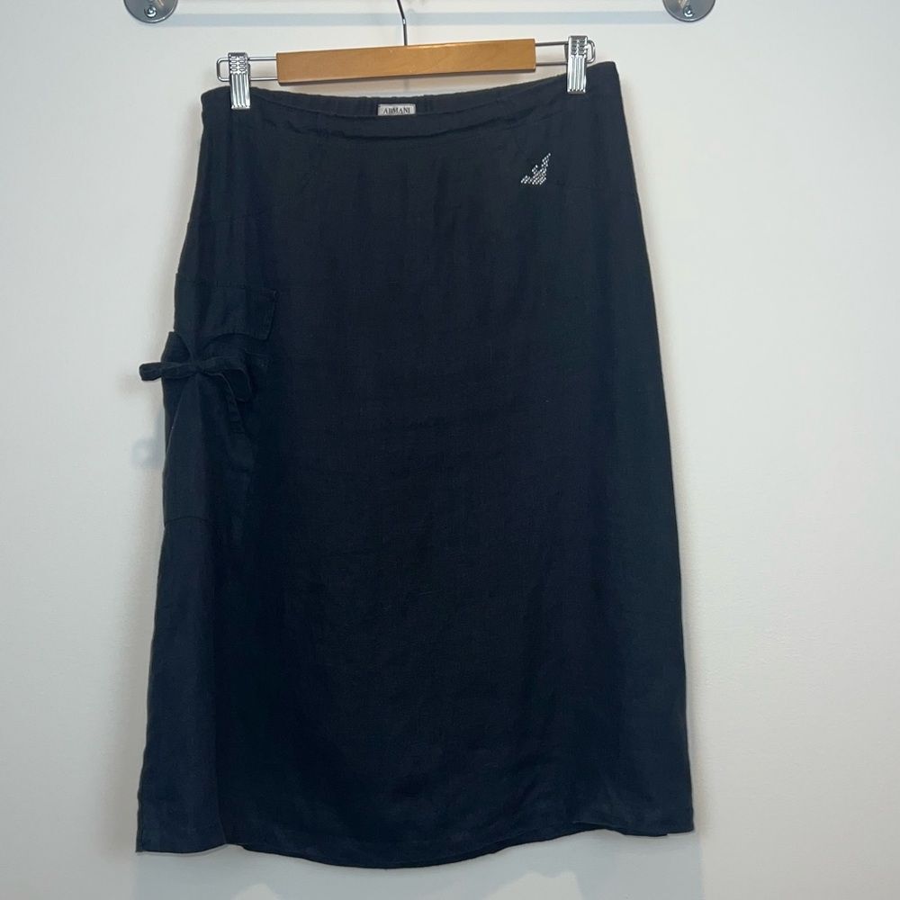 Armani Junior Flax Linen Navy Knee Length Skirt US girls 14 Navy School Uniform